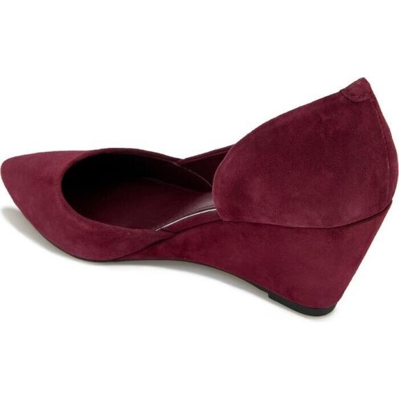 Kenneth Cole Reaction Wine Red Faux Suede Heels Wedge New Women’s Sz 6.5 - Picture 7 of 13